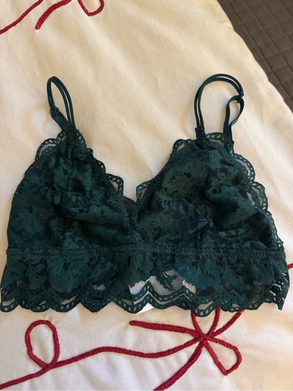 Lace Bralette in Deep Teal Green